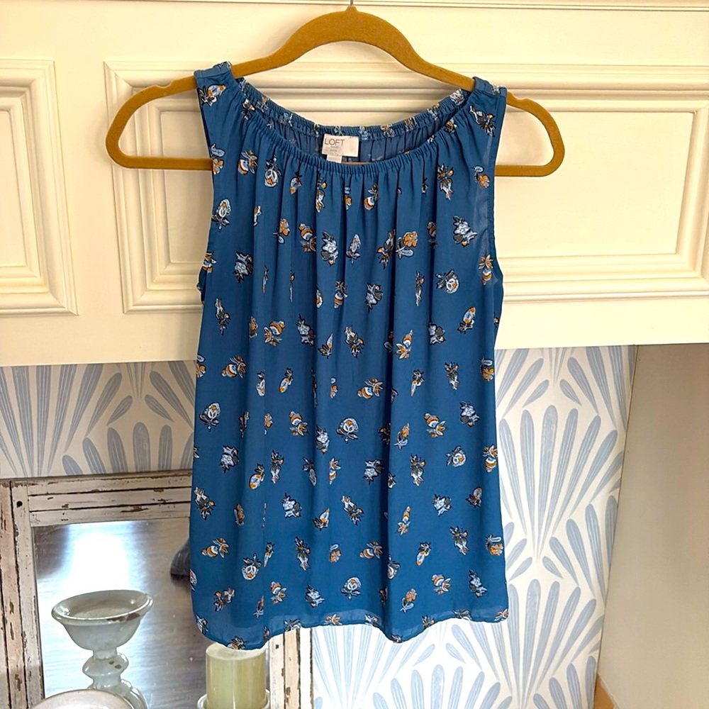 Loft mixed media top, sz petite small.